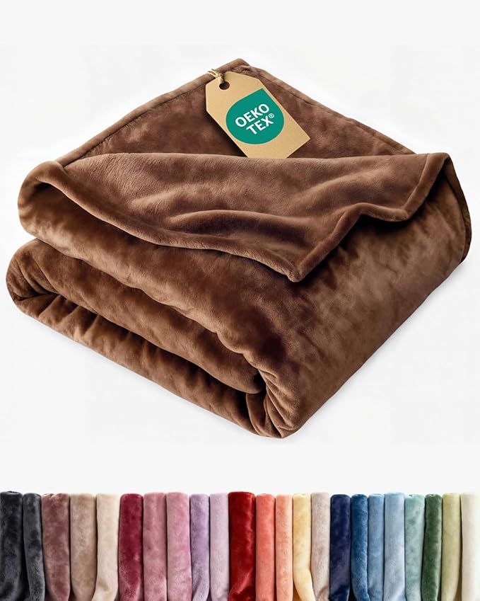 Ultra Soft Fleece Blanket Twin Size - Flannel Fleece Luxury Twin Blanket - Lightweight for Couch Bed Chair - Thick, Warm and Breathable - All Season Cozy Fuzzy, Anti-Static Microplush Bedding, Brown