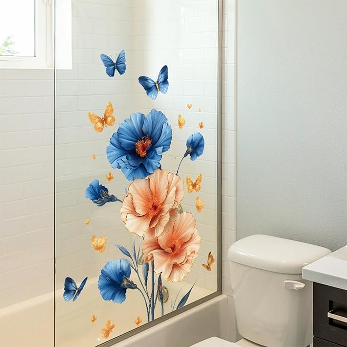 TUOKING Flowers Wall Stickers Decor,Removable Wall Murals Peel and Stick Modern Wall Art Decal Home Decor for Kitchen,Bedroom,Living Room(h28)