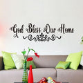 Bible Verse Wall Stickers for Bedroom: Christian Quotes Inspirational Living Room Vinyl Art Wall Decals - God Bless Our Home 18" X 15"