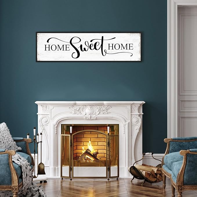 Home Sweet Home Wall Decor Above Bed 16"x48" Framed Large Bedroom Signs Decor for Master Family Room Living Room Dining Room,Modern Farmhouse Ructic Home Sign Behind Couch Wall Decor