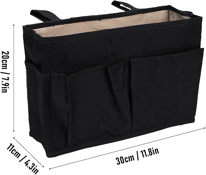 Pssopp Bedside Caddy Organizer, Polyester Multi Pocket Bedside Hanging Holder for Bunk Bed Dormitory and Hospital Beds