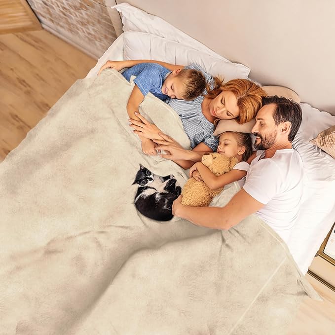 Big Oversized King Blanket, Extra Large Soft Blanket 120x120, California King Size for Whole Family, Bed, Sofa, Couch, Travel, Camping Khaki