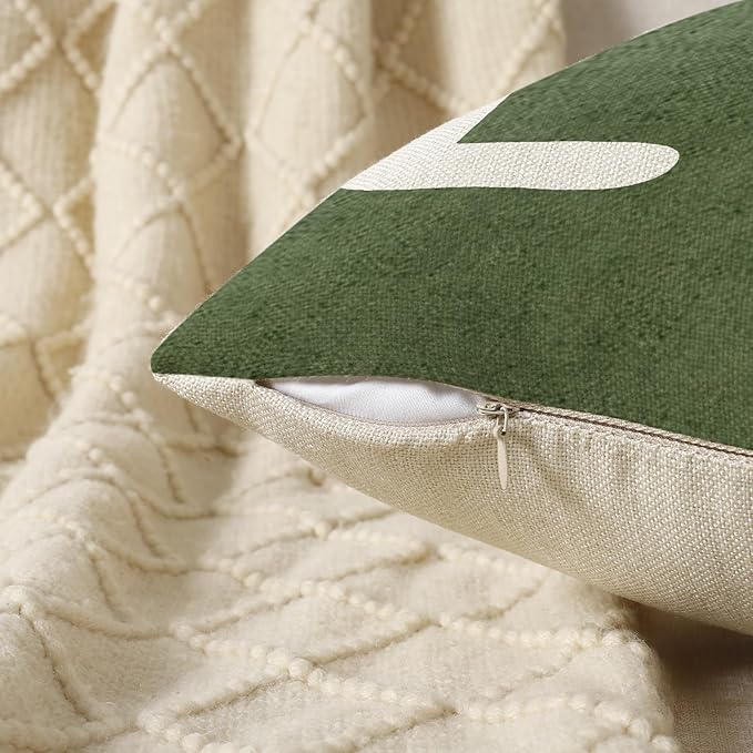 YCOLL Farmhouse Pillow Covers 18x18 Set of 4 Throw Pillow Covers Rustic Linen Decorative Pillows Square Cushion Covers for Couch Sofa Bedroom Home Decor