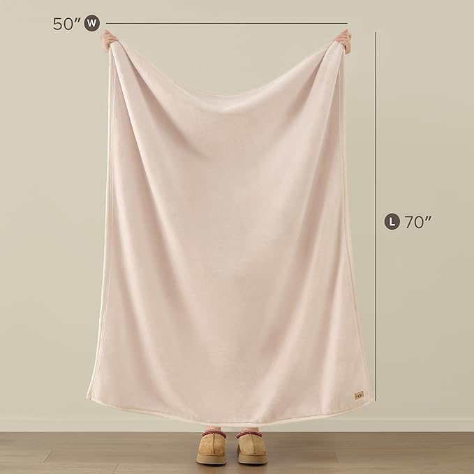 UGG Coco Plush Fleece Throw Blanket – Soft & Cozy Blanket for Couch, Bed & Sofa, Perfect for Home Decor, House Warming Gifts or Luxurious Birthday Gifts for Women, 50" x 70", Pink Himalayan Salt