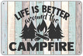 QIONGQI Funny Campsite Metal Tin Sign Wall Decor Farmhouse Rustic Camping Signs for Home Garage Men Cave Yard Decor Camper