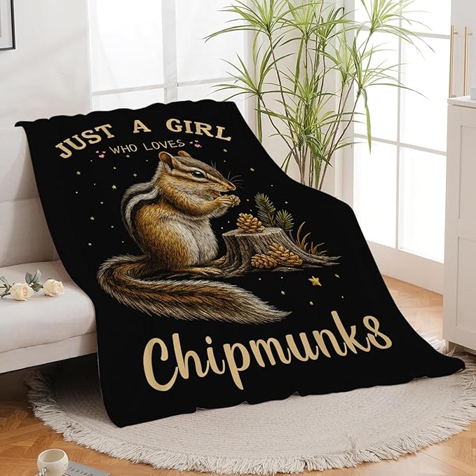 Chipmunk Blanket for Girls Women Boys Men Adults Kids Soft Cozy Fleece Tamias Squirrel Throw Blankets Gifts Warm Flannel Plush Lightweight Decor for Couch Bed Sofa 50"X40"