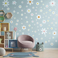 Kisston 90 Pcs Daisy Wall Decal Alphabet Vinyl Wall Decals Boho Decal Daisy Stickers Boho Groovy Floral Stickers for Nursery Art Bedroom Classroom(White)
