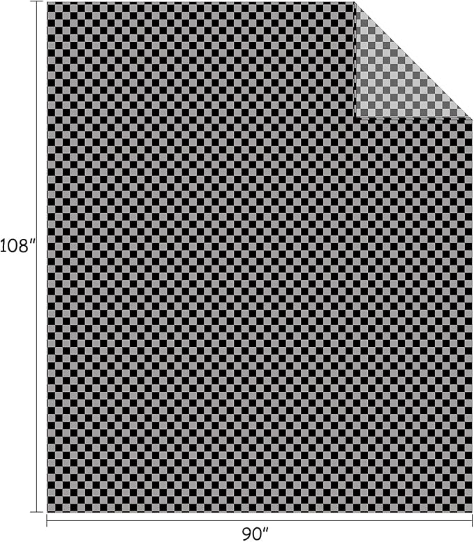 FY FIBER HOUSE Checkered Flannel Fleece Throw Blanket King Size Soft Cozy Checkerboard Grid Print Chessboard Pattern Blankets for Bed Couch Sofa, 90"x108", Black Grey