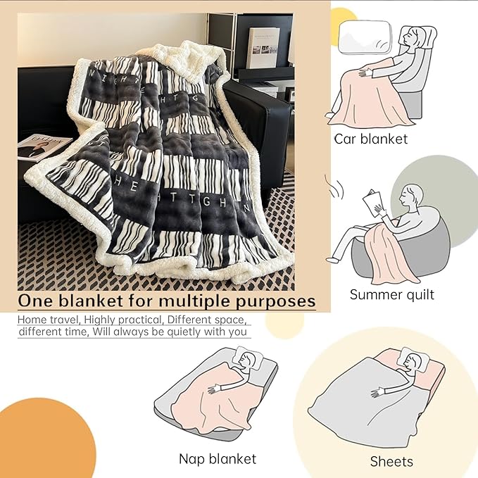 Reversible Ultra Soft Fleece Throw Blanket Twin 45"x60" - Machine Washable Warm Blanket for Couch & Bed - Winter Home Decor
