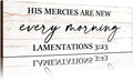 Jetec Farmhouse Bible Verse Scripture Wall Signs, His Mercies Are New Every Morning Wooden Plaque Decor for Church Home Christian Wall Art Decor