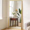 NEWBULIG Arched Full Length Mirror 26"x 68" for Bedroom, Full Body Mirror with Stand, Hanging or Leaning for Wall, Aluminum Alloy Thin Frame Floor Standing for Living Room, Long, Gold