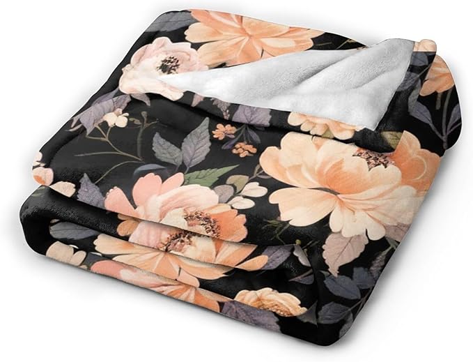 Flower Throw Blanket - Soft Plush Fleece Floral Bedding Blankets- Cozy Flower Stuff Gifts for Women Girls Kids 40"X50"
