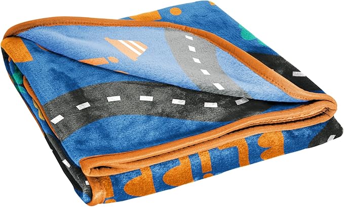 Jay Franco Kids Plush Throw Blanket – Soft & Cozy Fleece Throw for Bedroom & Couch Décor, Official Licensed Product, Blue - Blippi, 40x50 - Travel Blanket