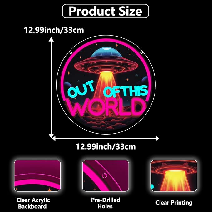 Out of This World Neon Sign,The World is Yours Neon Signs for Man Cave Gaming Room Decor,Galactic LED Wall Art for Home Bar Party Space Inspired Decor,Gift for Space Lovers