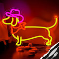 Dachshund Neon Sign Dog Neon Signs for Wall Decor Cute Puppy with Cowboy Hat Led Light Sign for Pet Shop Bedroom Wall Home Party Decor, Party Accessory, Gift for Dog Lover…