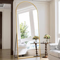 Antok Full Length Floor Mirror Arched Standing Mirror with Aluminum Frame - Freestanding Wall Mount Leaning Body Mirror for Bedroom Living Room Entryway, 58" L x 18" W, Gold