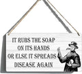 Gothic Bathroom Decor, Funny Bathroom Signs - Bathroom Wall Art for Goth Room Plague Doctor Decor, Dark Academia Decorations - Plague Doctor Wash Your Hands Sign 6x12 Inch