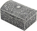 Vintage Metal Jewelry Box Small Trinket Storage Organizer Box Chest Ring Case for Girls Women, Tin Color, Small