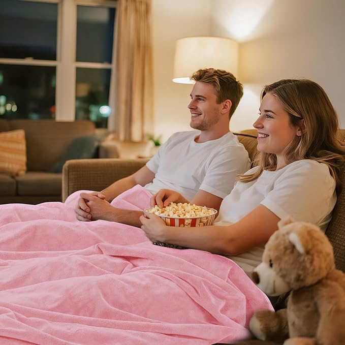 LOOBANI Waterproof Blanket for Bed Couch: Soft Coral Fleece Twin Bed Blankets Waterproof 60" x 80", Reversible Leakproof Throw Blanket, Stain-Resistant Furniture Protector, Pet-Friendly, Pink