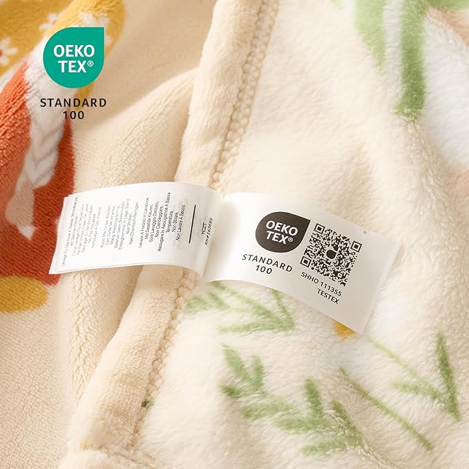 Cozy Bliss Gnome Spring Throw Blanket - Garden Daisy Floral Design, Warm MilkyPlush Throw Blankets, Ultra Soft Cozy Blankets for Couch, Sofa and Bed, Beige, 60X80inches