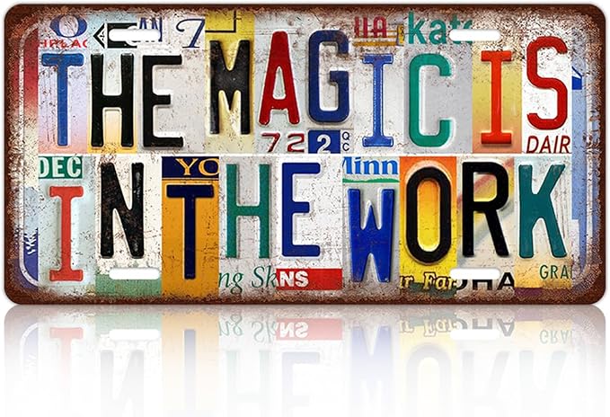 Vintage License plate Sport Wall Decor Metal Sign Tin Signs for Basketball Fans - The Magic Is In The Work