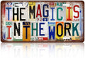 Vintage License plate Sport Wall Decor Metal Sign Tin Signs for Basketball Fans - The Magic Is In The Work