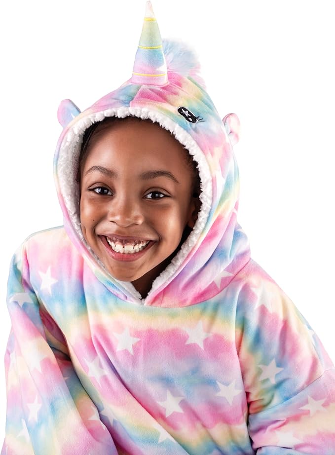 Bare Home Wearable Blanket Hoodie - Soft Plush Sherpa - Warm and Cozy - Oversized Wearable Blanket - Adult & Kid Sizes