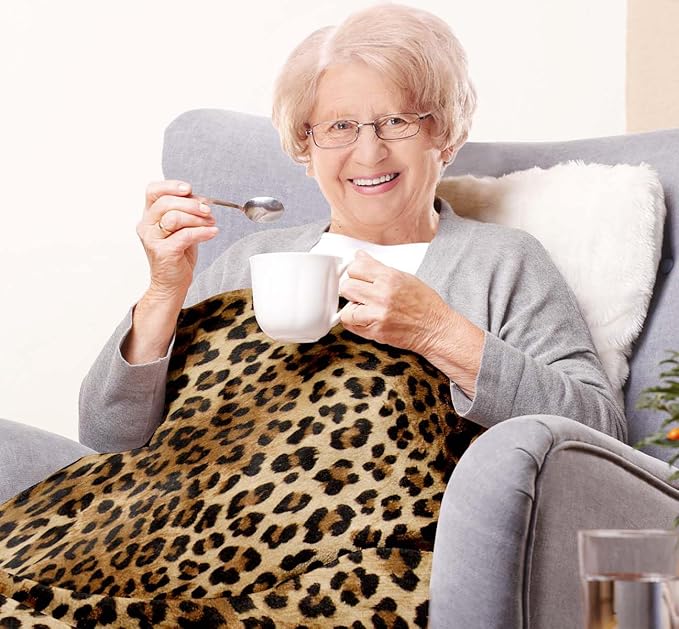 Cheetah Leopard Print Throw Blanket Ultra-Soft Cozy Leopard Decor Fleece Blankets Lightweight Cheetah Blanket for Couch Sofa Bedding Home Decor (60" L x 50" W, Leopard)