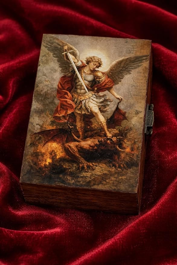 RK Collections Trinket Boxes Small Jewelry Keepsake Box (Saint Michael Archangel)