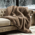 EVERGRACEHOME Luxury Soft Faux Chinchilla Fur Throw Blanket for Couch, Warm Thick Heavy Winter Throw Blanket 1220GSM for Bed, Fluffy Cozy Mink Blanket with Reversible Velvet, Tawny Mink, 50"x60"