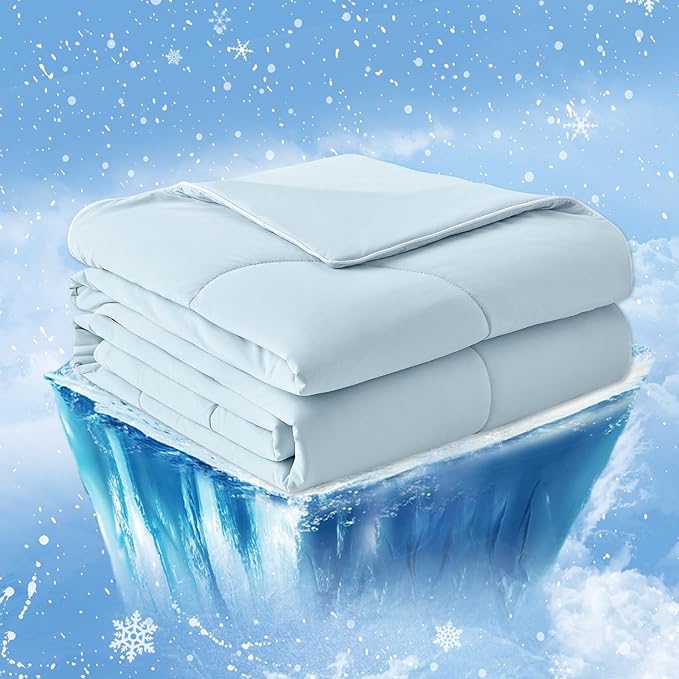Cozy Bliss Cooling Comforter King XL Size, Cooling Blankets for Hot Sleepers and Night Sweats, Blue Summer Comforter for King XL Bed, Breathable Soft Lightweight Silk Smooth