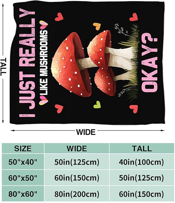 Red Mushroom Blanket for Girls Women Boys Men Adults Kids Soft Cozy Fleece Mushrooms Lovers Throw Blankets Gifts Warm Flannel Plush Lightweight Decor for Couch Bed Sofa 80"X60"