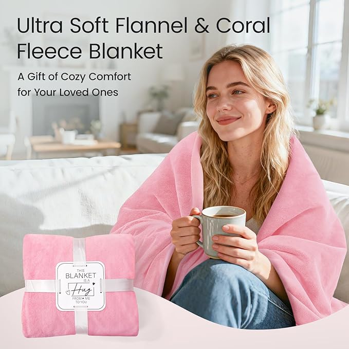 LOOBANI Waterproof Blanket for Bed Couch: Soft Coral Fleece Twin Bed Blankets Waterproof 60" x 80", Reversible Leakproof Throw Blanket, Stain-Resistant Furniture Protector, Pet-Friendly, Pink