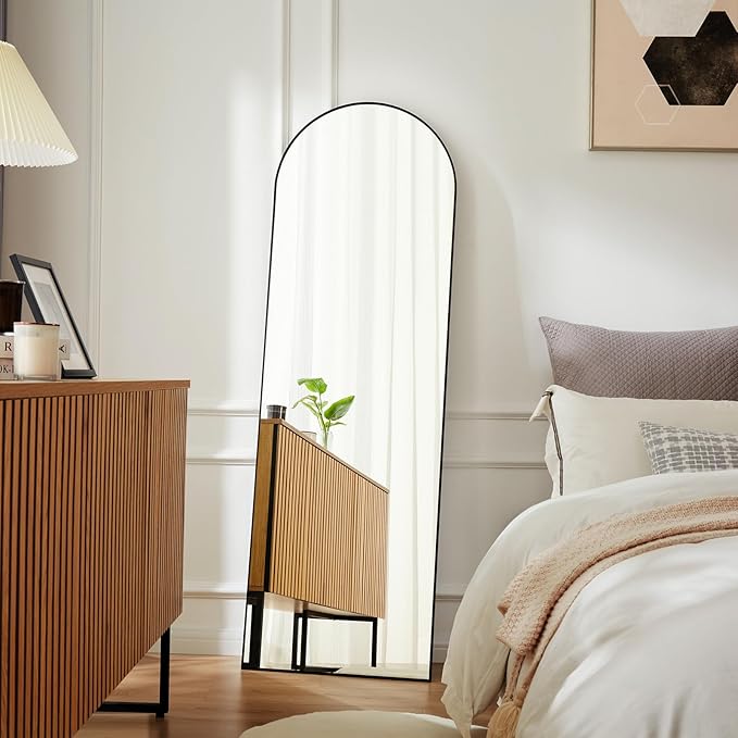 Mirror Full Length, Upgraded Body Wall Mirrors with Shatter-Proof Glass, Floor Standing, Hanging or Leaning, Tall Mirror with Stand Aluminum Alloy Frame for Bedroom Cloakroom