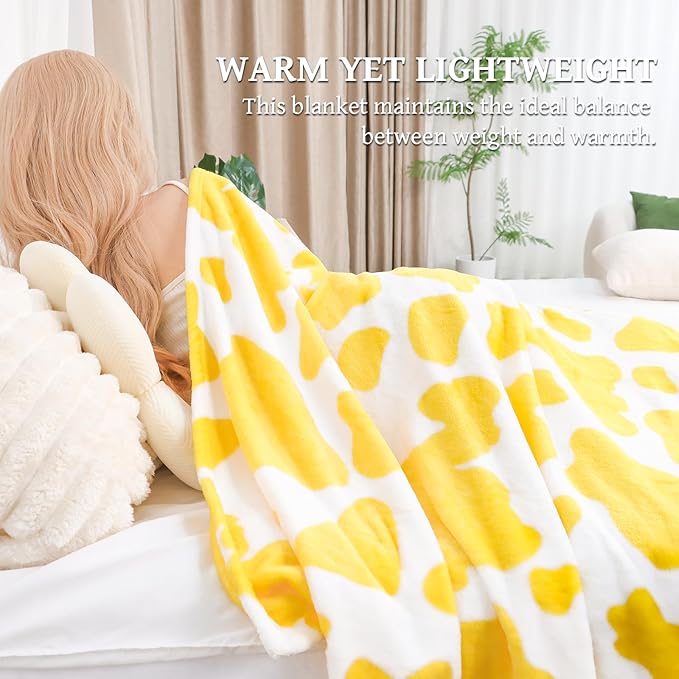 Yellow Fleece Blanket Lightweight Soft Throw Blanket for Couch Sofa Bed All Seasons 50x60 inches Yellow Gifts for Girls Women Birthday
