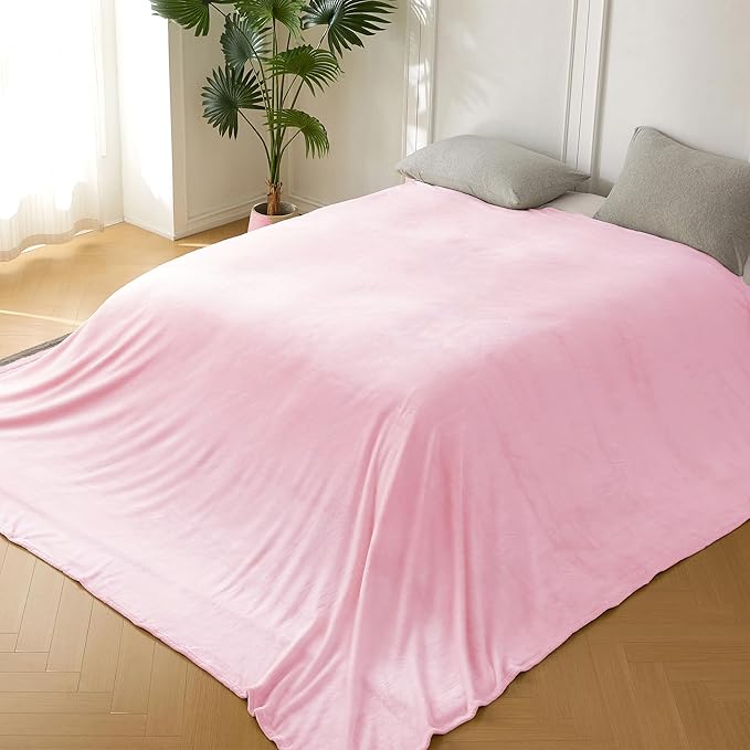 COOVA Oversized King Fleece Blanket 120x120 inches, Soft Cozy Warm Giant Extra Large 10'x10' Blanket for Bed, Sofa, Couch,Travel, Camping, California Huge Flannel Big Throw Blanket, Pink
