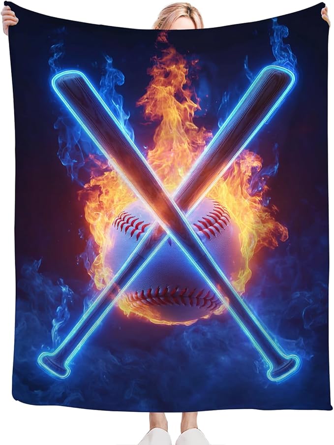Baseball Blanket for Girls Women Boys Men Adults Kids Soft Cozy Fleece Sports Throw Blankets Gifts Warm Flannel Plush Lightweight Decor for Couch Bed Sofa 50"X40"