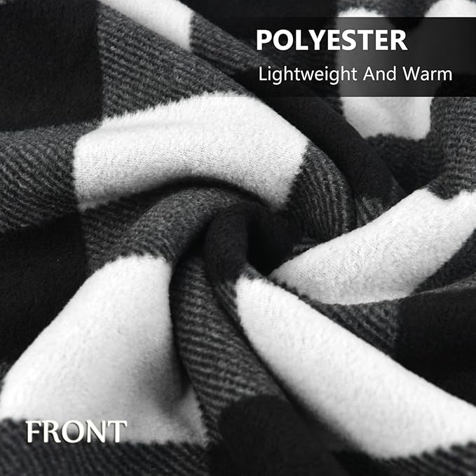 forestfish Fleece Wearable Blanket Oversized, Comfy Lightweight Lap Blanket Poncho Throw with Buttons, 63“x 55”(Black)