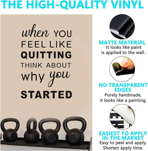 AnFigure Gym Quotes Wall Decals: Inspirational Office Vinyl Art Wall Stickers for Garage Classroom School Workspaces - When You Feel Like Quitting 23"X33.5"