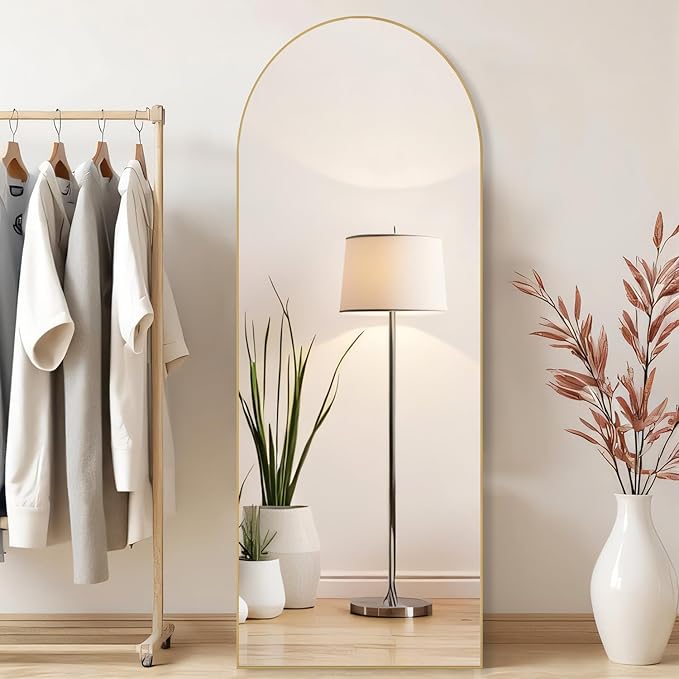 Mirror Full Length, Upgraded Body Wall Mirrors with Shatter-Proof Glass, Floor Standing, Hanging or Leaning, Tall Mirror with Stand Aluminum Alloy Frame for Bedroom Cloakroom