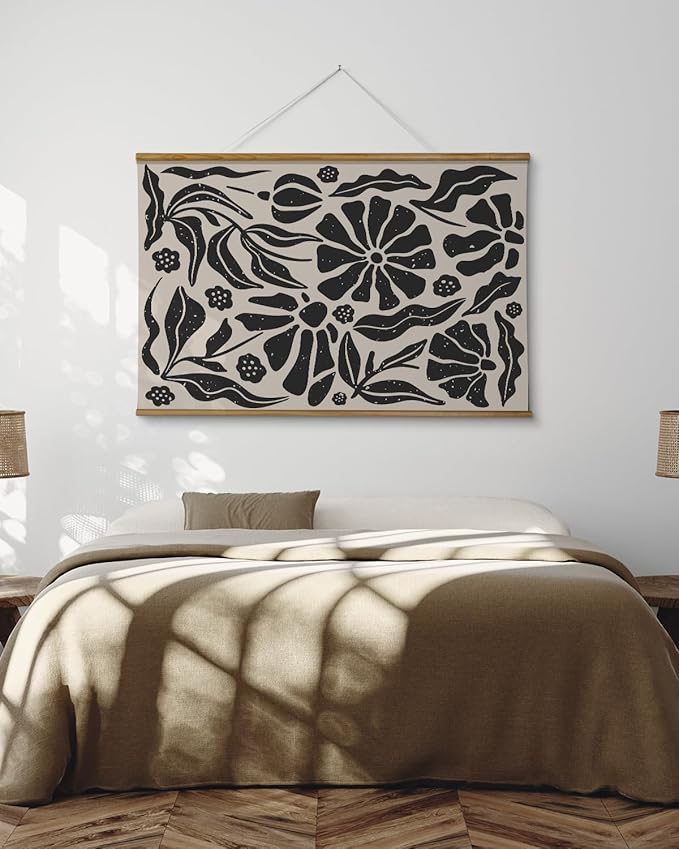 ARPEOTCY Extra Large Vintage Framed Wall Art, 36x54 Inch Black and White Abstract Hanging Framed Wall Art, Large Minimalist Black Floral Canvas Home Decor for Living Room Bedroom Office