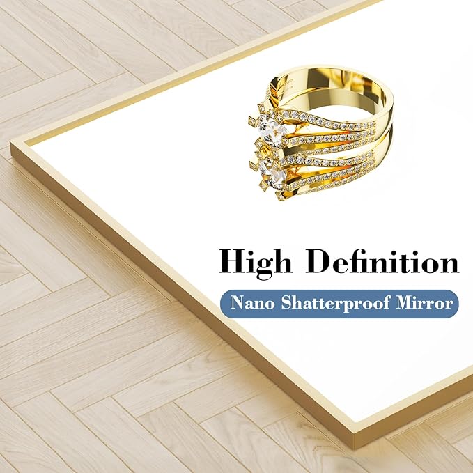 Mirror Full Length, Upgraded Body Wall Mirrors with Shatter-Proof Glass, Floor Standing, Hanging or Leaning, Tall Mirror with Stand Aluminum Alloy Frame for Bedroom