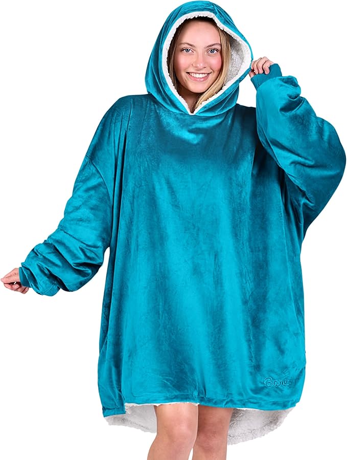Bare Home Wearable Blanket Hoodie - Soft Plush Sherpa - Warm and Cozy - Oversized Wearable Blanket - Adult & Kid Sizes