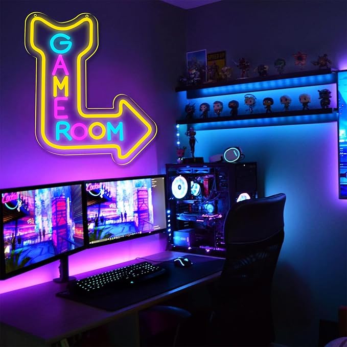 Game Room Neon Signs for Wall Decor，Led Neon Light for Man Cave, Gamer Party Decorations Gifts