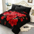 JYK Soft Blanket Korean Mink Blanket, 5 LB Fleece Blanket Queen 75'' x 87'' - 2 Ply Reversible 520GSM Super Soft Plush, Medium Thick, Warm Bed Blanket for Autumn Winter - Peony/Rose