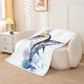 Erosebridal Marlin Swordfish Blanket Throw 30"x40" Blue, White Tie Dye Nautical Compass Sherpa Fleece Baby Unisex Blanket