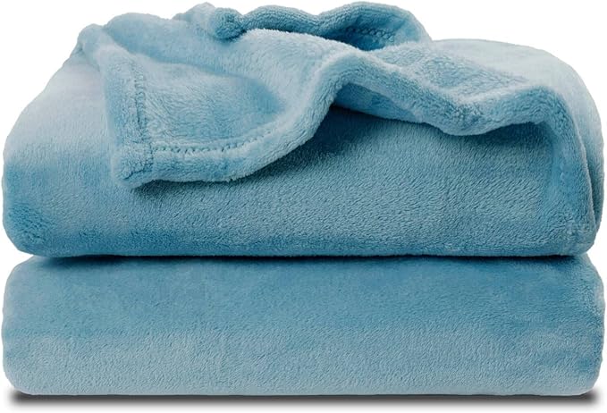 NANPIPER Fleece Blankets Super Soft Flannel Fuzzy Blanket for Bed Couch Luxury Cozy Plush Microfiber Blanket-Twin Size Light Blue