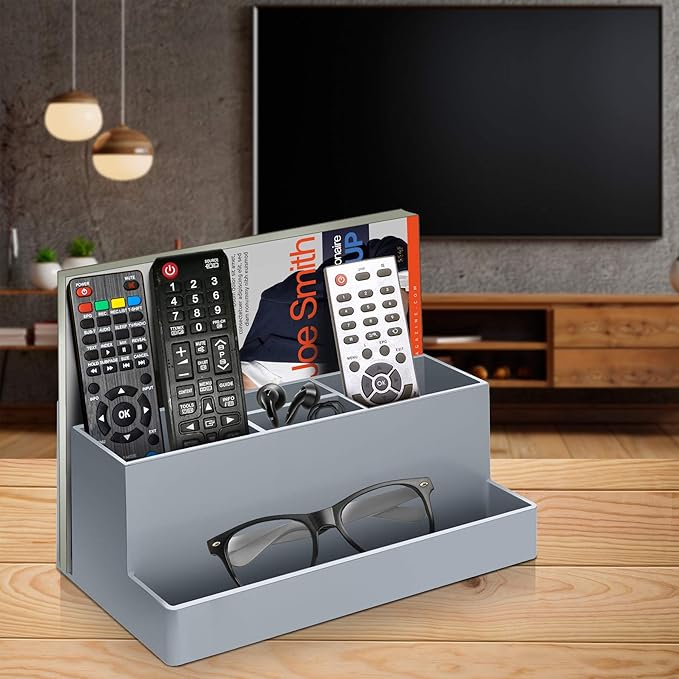 Acrimet Desktop Organizer - Multi Organizer Caddy Holder for Office, Home and School use (Plastic) (Silver Color)
