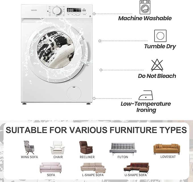 HANDONTIME Abstract Couch Cover for Dogs White and Black Couch Cover Blanket for 2 Cushion Sofa Modern Aesthetics Sofa Covers Washable Pet Friendly Chenille Pet Protector Furniture Covers, 71" X 118"