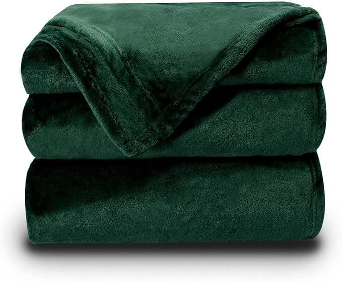 NANPIPER Fleece Blankets Super Soft Flannel King Size Blanket for Bed Luxury Cozy Microfiber Plush Fuzzy Blanket,Olive Green
